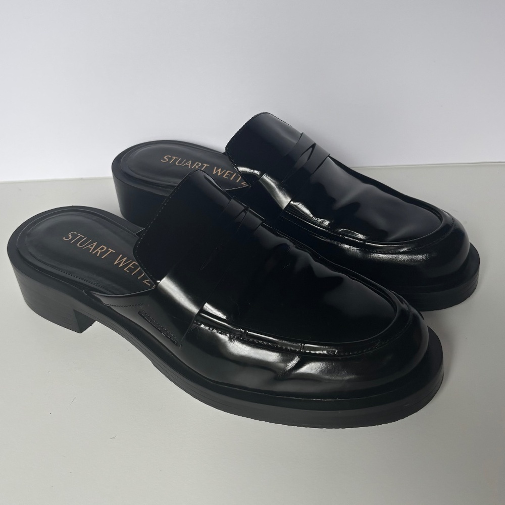Stuart Weitzman SoHo mule loafers black patent leather 8 - Picture 1 of 11